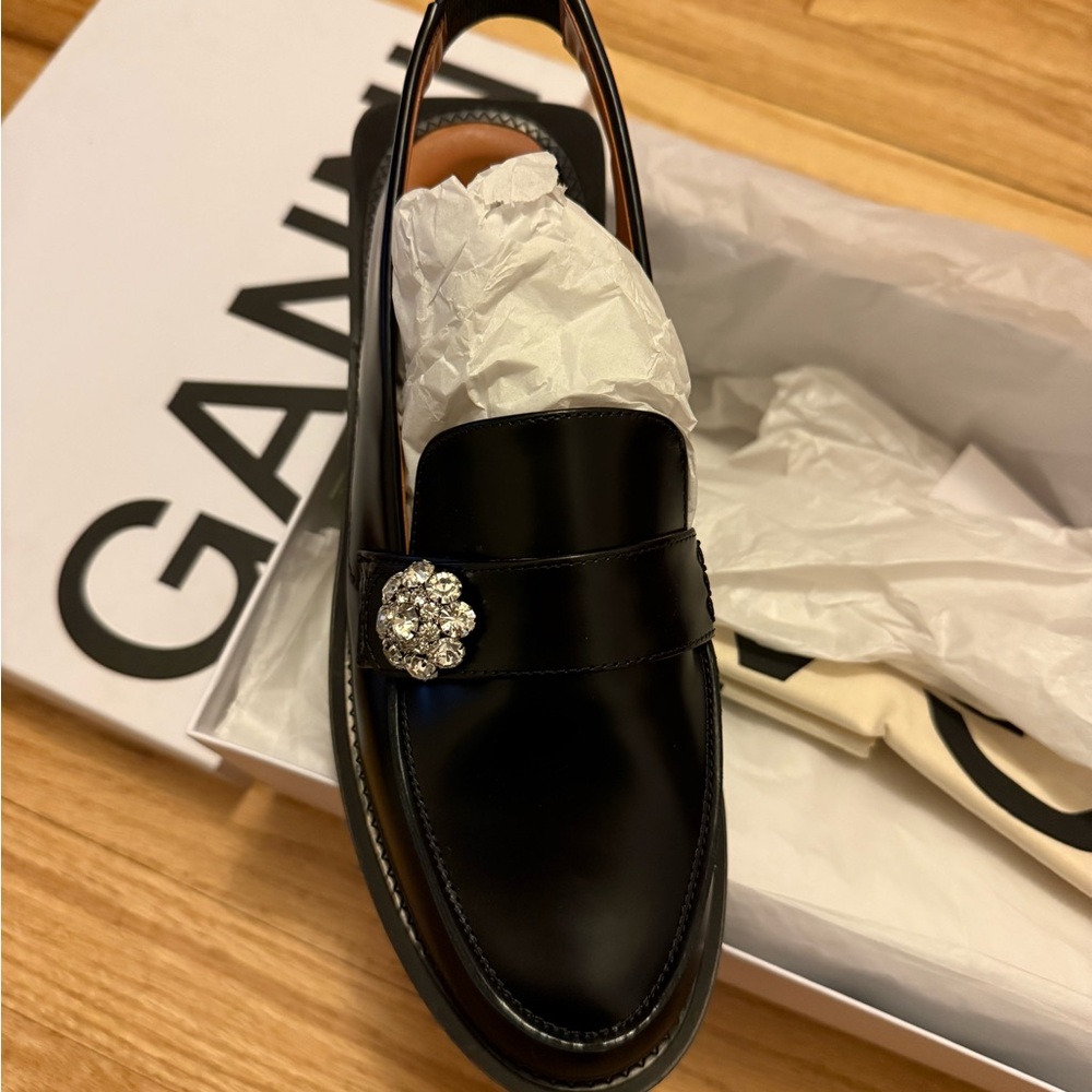 Ganni Black women’s sling back Loafers brand new never worn size 37
